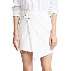 Evidnt White Jean Asymmetrical Raw Edge Mini skirt